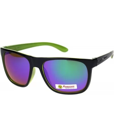 Biohazard Sunglasses Mens Square Sporty Fashion Shades UV 400 - Black Green (Teal Mirror) - C118ZWNMR99 $9.74 Square