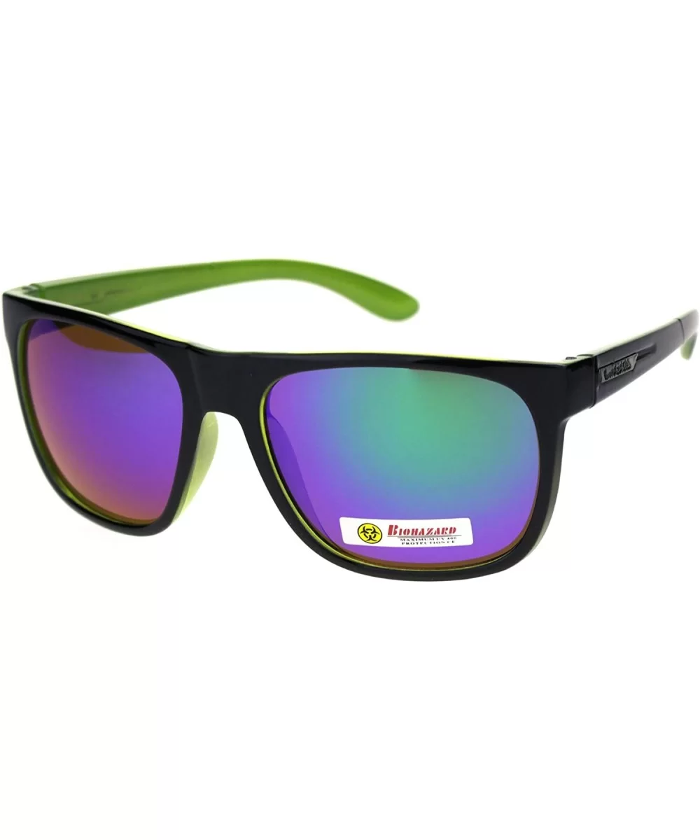 Biohazard Sunglasses Mens Square Sporty Fashion Shades UV 400 - Black Green (Teal Mirror) - C118ZWNMR99 $9.74 Square