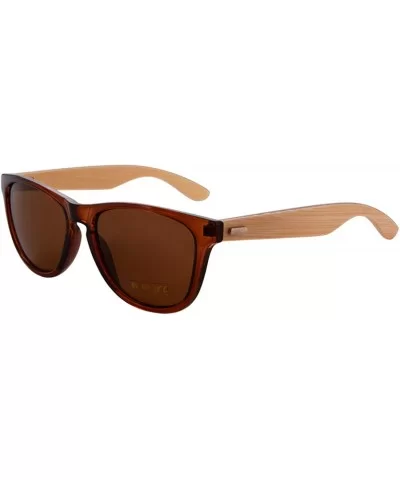 Women's Polarized Wooden Sunglasses UV400 Colorful Flash Mirror Lens-Z6100 - Transparent Brown-bamboo Nature - C518O2HK77G $1...