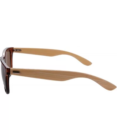 Women's Polarized Wooden Sunglasses UV400 Colorful Flash Mirror Lens-Z6100 - Transparent Brown-bamboo Nature - C518O2HK77G $1...