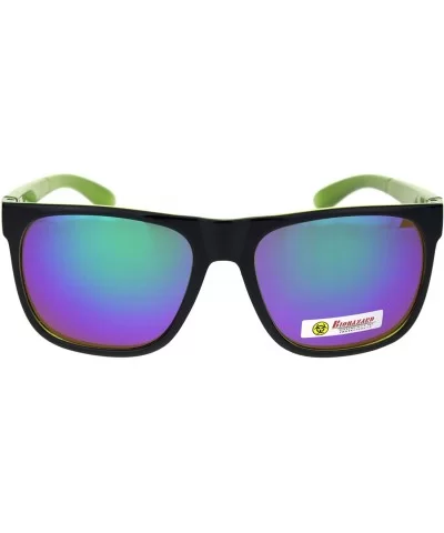 Biohazard Sunglasses Mens Square Sporty Fashion Shades UV 400 - Black Green (Teal Mirror) - C118ZWNMR99 $9.74 Square