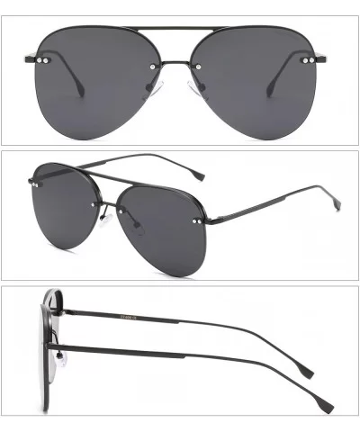 Men/Women's Aviator Sunglasses Rimless UV400 Protection Gradient Lens Sun Glasses - Black Frame Black Lens - CR190OI0G26 $12....