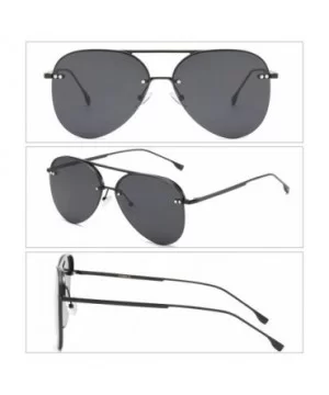 Men/Women's Aviator Sunglasses Rimless UV400 Protection Gradient Lens Sun Glasses - Black Frame Black Lens - CR190OI0G26 $12....