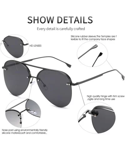 Men/Women's Aviator Sunglasses Rimless UV400 Protection Gradient Lens Sun Glasses - Black Frame Black Lens - CR190OI0G26 $12....