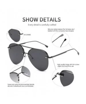 Men/Women's Aviator Sunglasses Rimless UV400 Protection Gradient Lens Sun Glasses - Black Frame Black Lens - CR190OI0G26 $12....