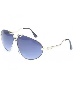 Unisex Oval Round Stylish Clear and Gradient Sunglasses - Gold-gradient Blue - CT17YHLMASL $10.58 Round