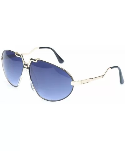 Unisex Oval Round Stylish Clear and Gradient Sunglasses - Gold-gradient Blue - CT17YHLMASL $10.58 Round