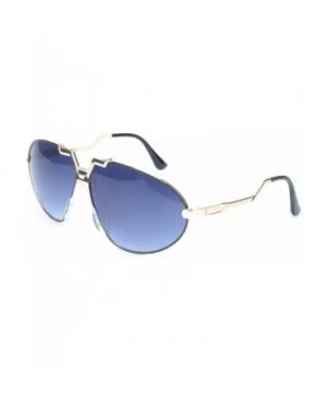 Unisex Oval Round Stylish Clear and Gradient Sunglasses - Gold-gradient Blue - CT17YHLMASL $10.58 Round