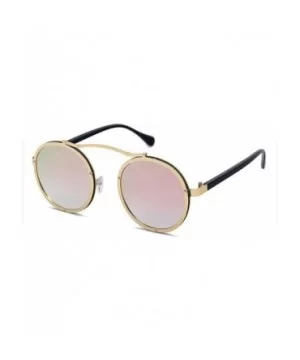 Popular Women Round Sunglasses Brand Designer Vintage Men Matte Frame Sun Glasses UV400 - Golden Pink - CE197Y7EI7Q $31.62 Round