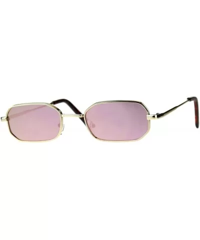 Rectangular Heptagon Shape Sunglasses Small Indie Fashion Shades Mirror Lens - Gold (Pink Mirror) - CN18GG87MU9 $8.91 Rectang...