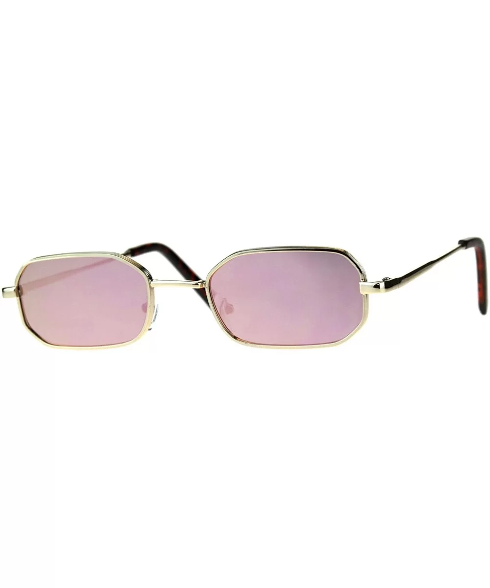 Rectangular Heptagon Shape Sunglasses Small Indie Fashion Shades Mirror Lens - Gold (Pink Mirror) - CN18GG87MU9 $8.91 Rectang...