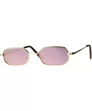 Rectangular Heptagon Shape Sunglasses Small Indie Fashion Shades Mirror Lens - Gold (Pink Mirror) - CN18GG87MU9 $8.91 Rectang...