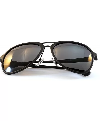 Unisex Double Bridge Polarized Sunglasses - Black/ Black Smoke - CU1858KZNZ3 $6.35 Aviator