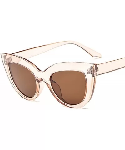 New Cat Eye Women Sunglasses Tinted Color Lens Men Vintage Shaped Sun Champagne - Champagne - CI18YLYZ87S $5.75 Oversized