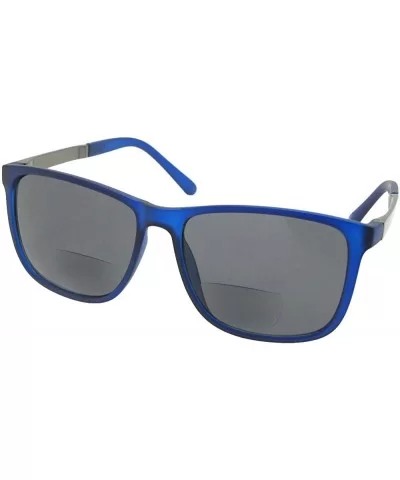 Square Bifocal Sunglasses B130 - Blue Frame Gray Lenses - CU18OQXO6RM $14.45 Square