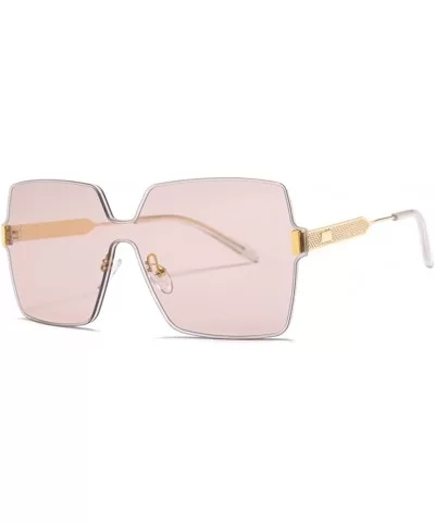 Rimless Square Sunglasses Men One Piece Lens Oversized Sun Glasses Female - Gold With Pink - CM18GE4OLH3 $5.65 Rimless