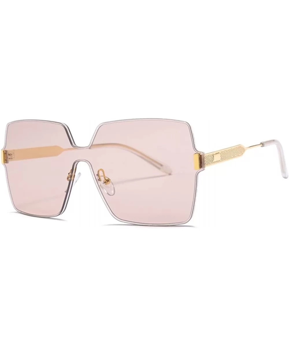 Rimless Square Sunglasses Men One Piece Lens Oversized Sun Glasses Female - Gold With Pink - CM18GE4OLH3 $5.65 Rimless