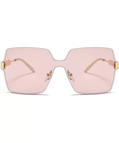 Rimless Square Sunglasses Men One Piece Lens Oversized Sun Glasses Female - Gold With Pink - CM18GE4OLH3 $5.65 Rimless