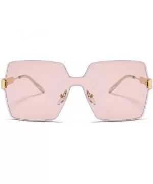 Rimless Square Sunglasses Men One Piece Lens Oversized Sun Glasses Female - Gold With Pink - CM18GE4OLH3 $5.65 Rimless