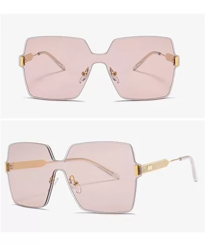 Rimless Square Sunglasses Men One Piece Lens Oversized Sun Glasses Female - Gold With Pink - CM18GE4OLH3 $5.65 Rimless