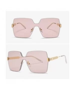 Rimless Square Sunglasses Men One Piece Lens Oversized Sun Glasses Female - Gold With Pink - CM18GE4OLH3 $5.65 Rimless