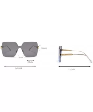 Rimless Square Sunglasses Men One Piece Lens Oversized Sun Glasses Female - Gold With Pink - CM18GE4OLH3 $5.65 Rimless