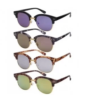 Half Frame Sunglasses with Flat Color Mirrored Lens C2114MR-FLREV - Demi - C5129ZD1G11 $4.98 Semi-rimless