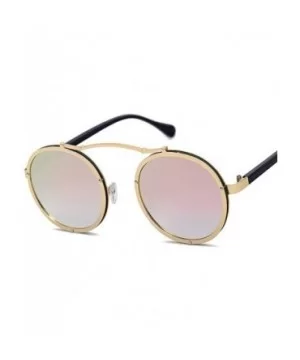 Popular Women Round Sunglasses Brand Designer Vintage Men Matte Frame Sun Glasses UV400 - Golden Pink - CE197Y7EI7Q $31.62 Round