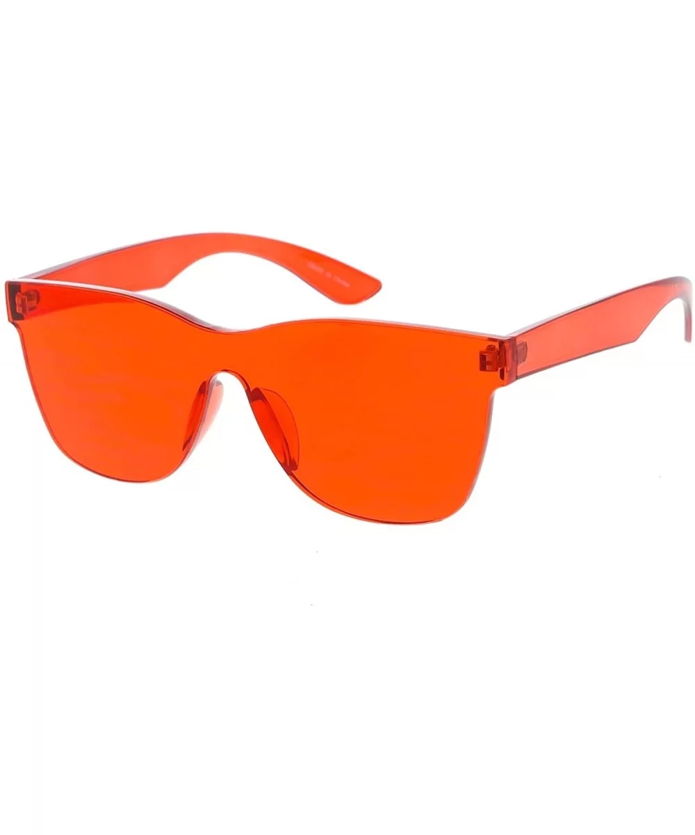 Urban Modern"Rim" Mono Block Rimless Sunglasses - Red - CJ18GY7KLWQ $8.52 Wayfarer