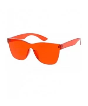 Urban Modern"Rim" Mono Block Rimless Sunglasses - Red - CJ18GY7KLWQ $8.52 Wayfarer