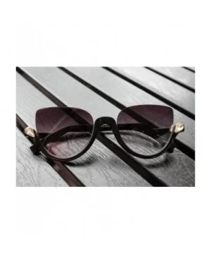 Women Cateye Sunglasses Half Rimmed 60s Semi-cateye Semi Rimless Jeweled Frame - Black - CE184K90SYN $14.07 Semi-rimless