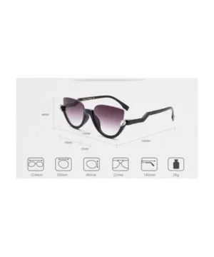 Women Cateye Sunglasses Half Rimmed 60s Semi-cateye Semi Rimless Jeweled Frame - Black - CE184K90SYN $14.07 Semi-rimless