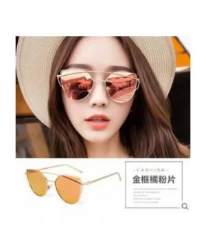 Cat Eye Women Sunglasses Women Brand Design Mirror Flat Rose Gold Vintage 1 - Silver Blue Lens - C318XE0CLY6 $6.16 Cat Eye