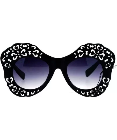 Womens Diecut Lace Plastic Butterfly Mask Sunglasses - Black Smoke - C512DI9C8TR $6.56 Butterfly