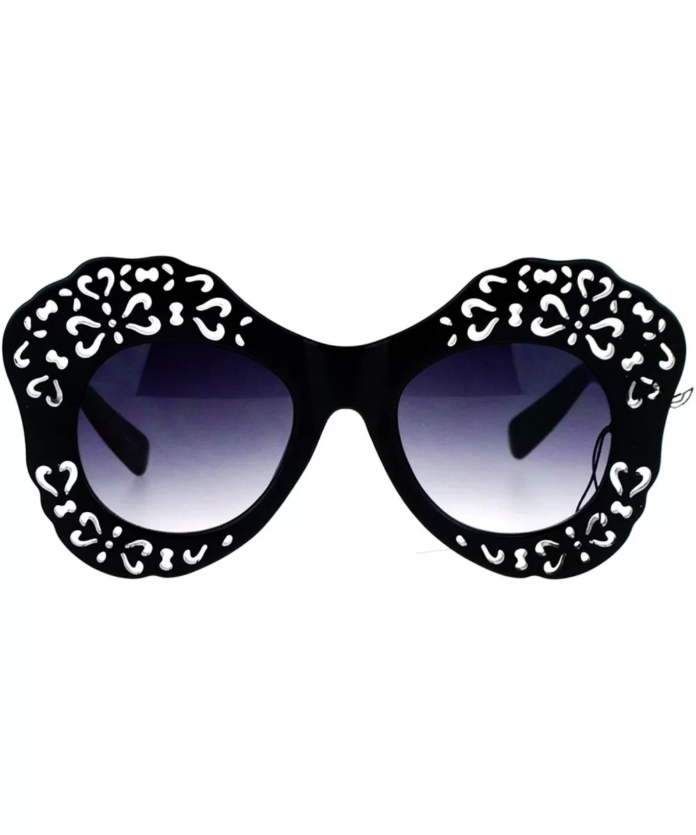 Womens Diecut Lace Plastic Butterfly Mask Sunglasses - Black Smoke - C512DI9C8TR $6.56 Butterfly