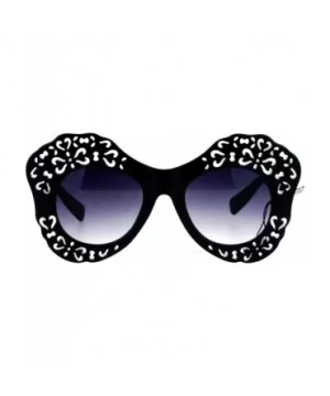 Womens Diecut Lace Plastic Butterfly Mask Sunglasses - Black Smoke - C512DI9C8TR $6.56 Butterfly