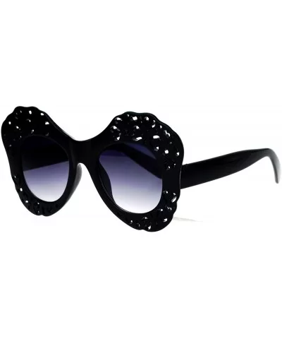 Womens Diecut Lace Plastic Butterfly Mask Sunglasses - Black Smoke - C512DI9C8TR $6.56 Butterfly