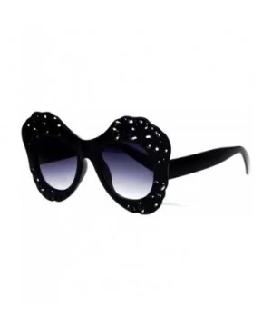 Womens Diecut Lace Plastic Butterfly Mask Sunglasses - Black Smoke - C512DI9C8TR $6.56 Butterfly