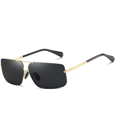 Polarized Sunglasses for Mens Rectangular Lenes UV Protection Alloy Frame for Driving - Gold Grey - CX18YI4UN5G $9.85 Rectang...