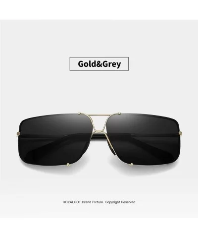 Polarized Sunglasses for Mens Rectangular Lenes UV Protection Alloy Frame for Driving - Gold Grey - CX18YI4UN5G $9.85 Rectang...