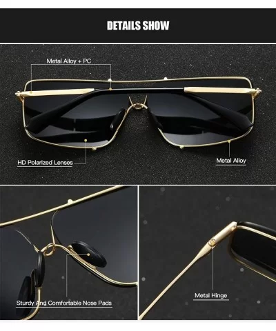 Polarized Sunglasses for Mens Rectangular Lenes UV Protection Alloy Frame for Driving - Gold Grey - CX18YI4UN5G $9.85 Rectang...