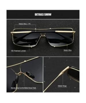 Polarized Sunglasses for Mens Rectangular Lenes UV Protection Alloy Frame for Driving - Gold Grey - CX18YI4UN5G $9.85 Rectang...