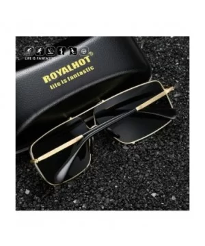 Polarized Sunglasses for Mens Rectangular Lenes UV Protection Alloy Frame for Driving - Gold Grey - CX18YI4UN5G $9.85 Rectang...