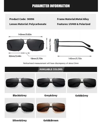 Polarized Sunglasses for Mens Rectangular Lenes UV Protection Alloy Frame for Driving - Gold Grey - CX18YI4UN5G $9.85 Rectang...