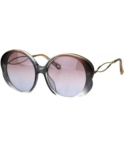 Womens Designer Style Sunglasses Cute Round Shape Shades UV 400 - Brown Grey Clear (Lavender) - C418OYWX50D $7.15 Oversized