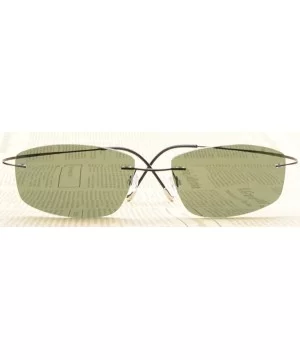 Rimless Titanium Frame Polarized Sunglasses - Black / Green Lens - CW11XZU3TMF $41.30 Aviator