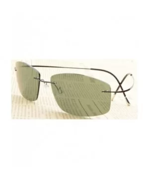 Rimless Titanium Frame Polarized Sunglasses - Black / Green Lens - CW11XZU3TMF $41.30 Aviator