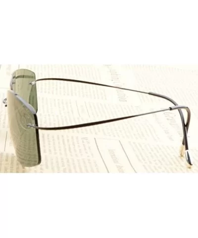 Rimless Titanium Frame Polarized Sunglasses - Black / Green Lens - CW11XZU3TMF $41.30 Aviator