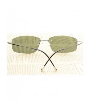 Rimless Titanium Frame Polarized Sunglasses - Black / Green Lens - CW11XZU3TMF $41.30 Aviator