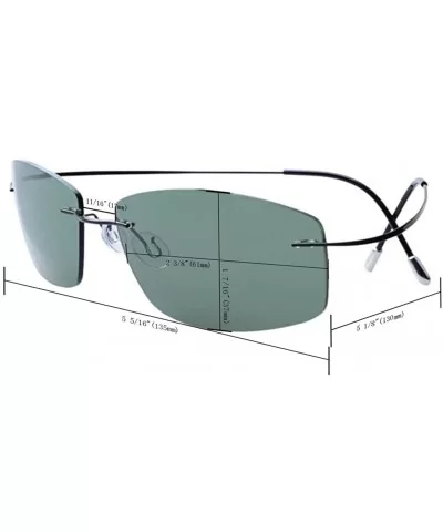 Rimless Titanium Frame Polarized Sunglasses - Black / Green Lens - CW11XZU3TMF $41.30 Aviator